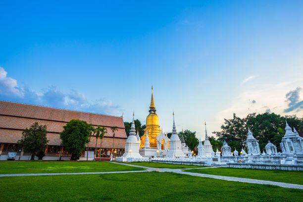 Wat Suan Dok or Wat Bupharam means the flower garden temple