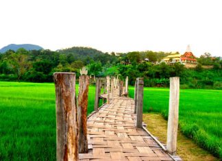 Su Tong Pae Bridge Su tong pe Bridge. the longest wooden bridge in Mae Hong Son Thailand