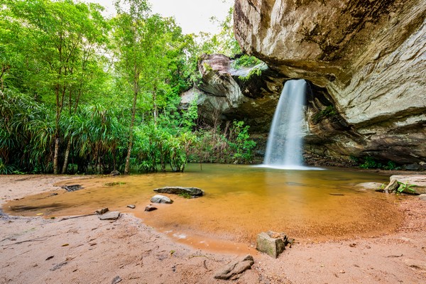Amazing Thailand of the hole waterfall (Saeng chan waterfall) in Pha Taem National Park