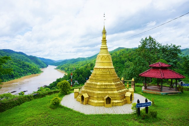 Mae Sam Laeb Burmese Pagoda at Ban Mae Sam Laeb small village in Mae Hong