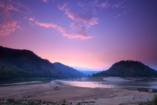 Sunset of Salawin River in Thailand
