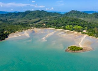 Koh Yao Noi Aerial view of the beautiful, relaxing tropical island of Koh Yao Noi in Thailand